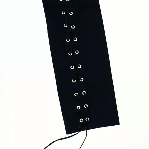 Versace pants corset lace up back leg silver hardware medusa buttons y2k vintage - Picture 7 of 11